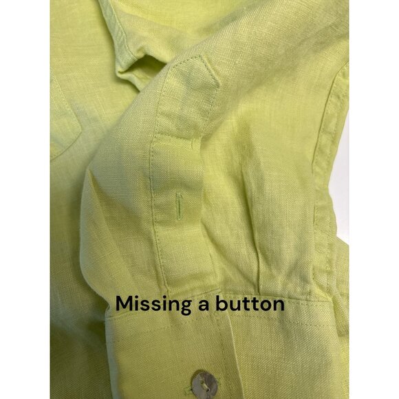David N. Women’s Lime Green Linen Button-Up Shirt XL - Picture 6 of 8